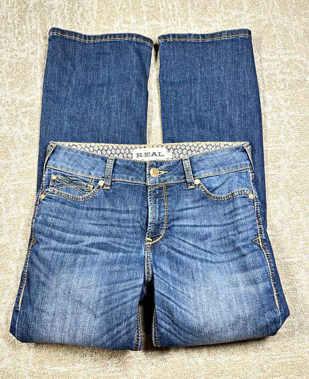 Ariat R.E.A.L. Denim Womens Blue Medium Wash Bootcut Straight Mid Rise 31Short